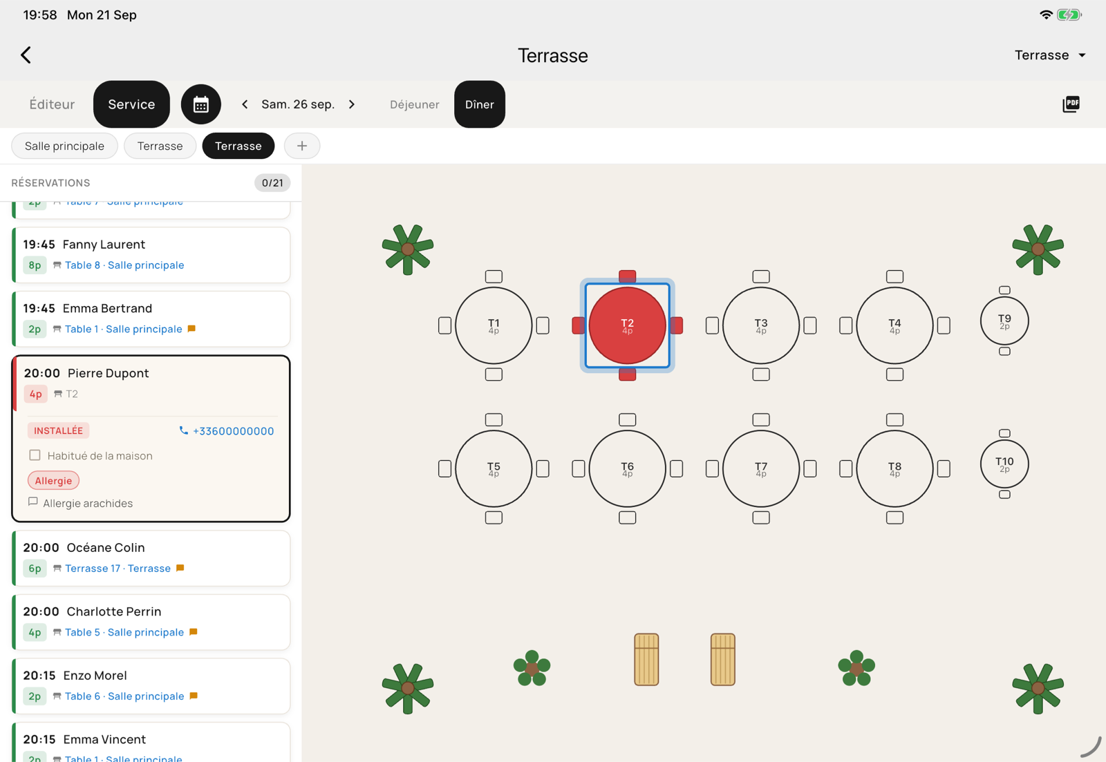 Temgo Business : le plan de salle en service, la table installée
